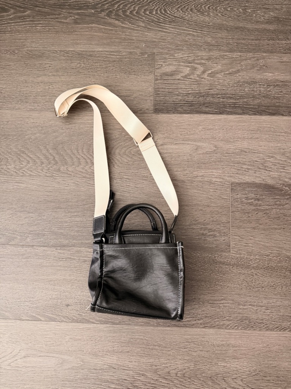 wild fable Black Mini Crossbody with Cream Contrast Strap